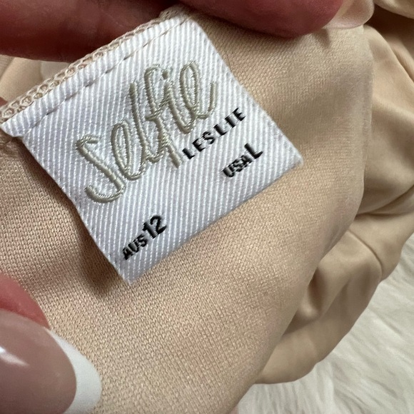 Selfie Leslie Bambi Ruched Mini Dress Polka Dot White Size Large - Picture 5 of 7